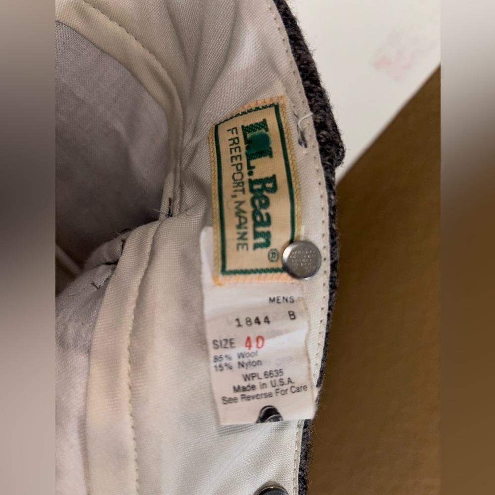 Vintage LL Bean Thick Wool Hunting Trousers Pants Mens 40x28 Gray USA​​​ - Picture 6 of 7